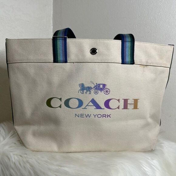 Coach Handbags - 💯Authentic Coach Rainbow Tote Bag 🍀